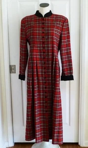 Maxi 16 L Orvis De Colección Años 80 Rojo Negro Tartán Botón Frontal Modesto Pradera Cottagecore - Imagen 1 de 18