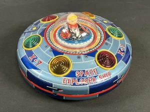 Vintage Tin Modern Toys X-7 Space Explorer Ship Battery Op Japan PARTIAL WORKING - Picture 1 of 21