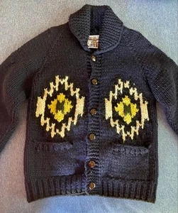 Kanata Cowichan Geometrische Strickjacke M Wolle Handarbeit Canada - Bild 1 von 10