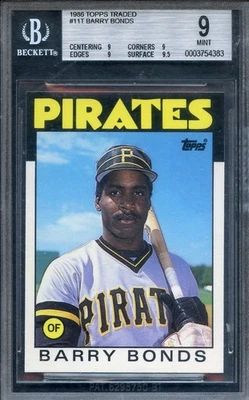 1986 Topps negociado #11 Barry Bonds RC BGS 9 Pittsburgh Pirates 4383 Foto 1 de 2