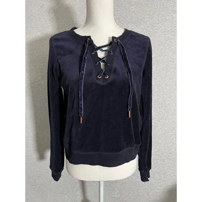 Top Betsey Johnson Performance para mujer mediano azul marino terciopelo atletismo con cordones Foto 1 de 4