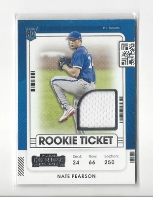 2021 Panini Contenders Rookie Ticket Nate Pearson RC JERSEY Blue Jays - Image 1 of 2