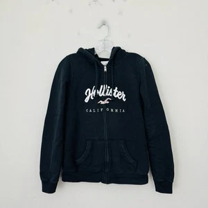 Hollister Hoodie schwarz Full Zip Logo Damen Gr. S - Bild 1 von 6