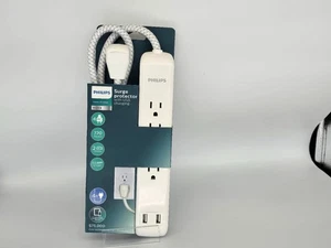 Philips 6-Outlet USB Surge Protector Home Power Elite 4ft Cord - Picture 1 of 3