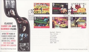 GB Stamps First Day Cover Carry On and Hammer films, cinema, TV, horror SHS 2008 - Picture 1 of 1