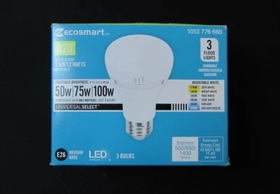 EcoSmart LED R20 Dimmable Flood Light Bulb up to 100W Indoor Outdoor 3pk A10 - Image 1 of 4