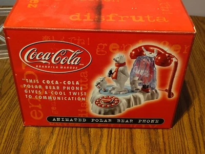 New In Box! Vintage Coca-Cola Animated Polar Bear Phone - Image 1 of 4