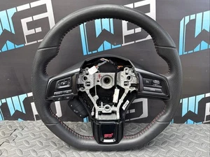 🔥 OEM 2015-2021 SUBARU WRX STI STEERING WHEEL ASSEMBLY LEATHER RED STITCHED - Picture 1 of 12