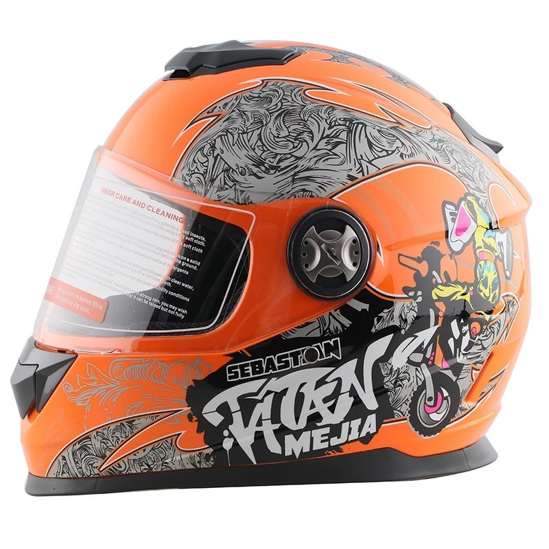 Integralhelm Helm Kinderhelm Motorradhelm Jethelm Crosshelm Mejia orange - Bild 1 von 4