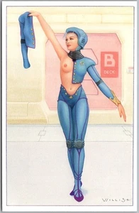 Postal de arte arriesgado "Zena" de colección 1991 Space Ladies / firmada por el artista Jeff Willis - Imagen 1 de 2