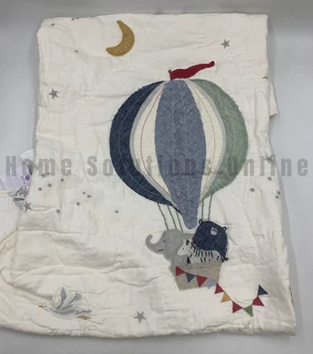 Edredón Pottery Barn Kids globo aerostático lino bebé multi 30" x 40" #B155 Foto 1 de 3