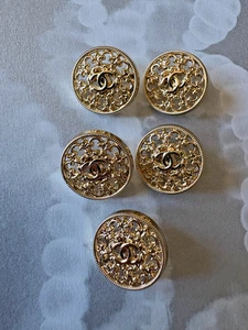 5 CHANEL Gold CC Logo Buttons Small 16mm - Picture 1 of 3