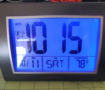 AcuRite Atomic Alarm Clock with Large LCD Display and Indoor Temperature - Image 1 of 4