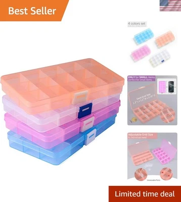 15-Compartment Small Plastic Storage Boxes for Crafts & Jewelry - Multicolor Set - Image 1 of 4