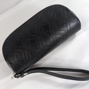 Oakley Black Faux Leather Monogram Soft Side Glasses Case Sunglasses Zip Strap - Picture 1 of 17