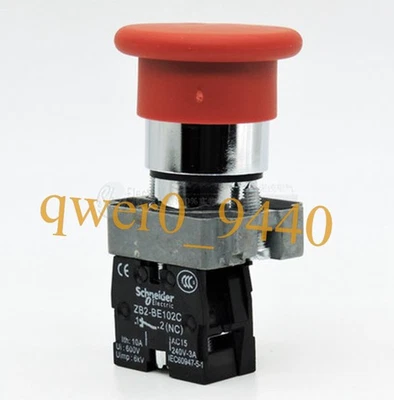 1pc New Schneider Red Mushroom Button Switch XB2-BC42C Foto 1 de 3