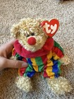 1993 Ty Beanie Baby Piccadilly Circus Clown Bear NWT Rainbow Jester Retired