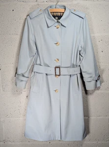 Womens Aquascutum Trench Coat Size 10 Blue Regular Mac Raincoat - Picture 1 of 9