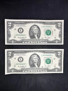Fancy $2 Bill Star Notes In Sequential Order Year 2013 - Picture 1 of 2