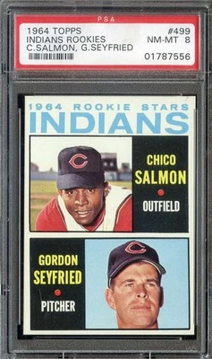 1964 TOPPS #499 CHICO SALMON/GORDON SEYFRIED PSA 8 (RC) INDIANS ROOKIES *B64447 - Image 1 of 2