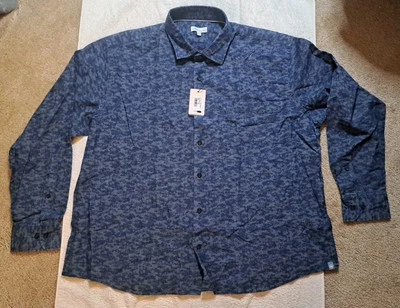 Peter Millar Crown Blue Gray Camo Print Chambray L/S Button Front Shirt Mens XXL - Image 1 of 4
