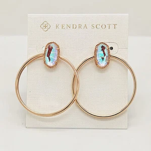 Kendra Scott Mayra Rose Gold Hoop Earrings In Dichroic - Picture 1 of 2