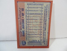 1991 Topps Tiffany Dave Justice #329 Error No Front