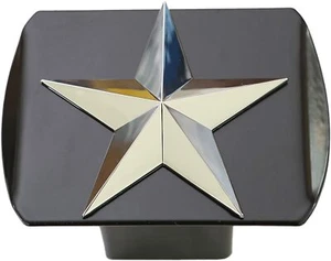 eVerHitch Texas Lone Star 3d Chrome Emblem on Black Metal Hitch Cover New - Picture 1 of 5