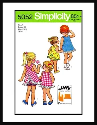 Simplicity # 5052 NIÑAS Traje de sol Mono y bragas Tela Costura PATRÓN ELEGIR TALLA Foto 1 de 3