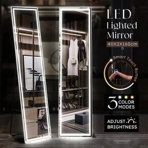 LED Lighted Floor Mirror Makeup Dressing Wall Mirror Full Length Hallway Bedroom - Picture 1 of 12