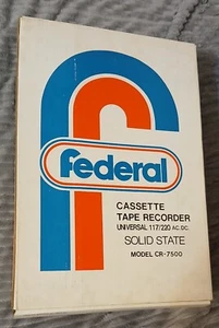Vintage Solid State Portable Cassette Tape Recorder CR-7500 FEDERAL NOS bnib NEW - Picture 1 of 5