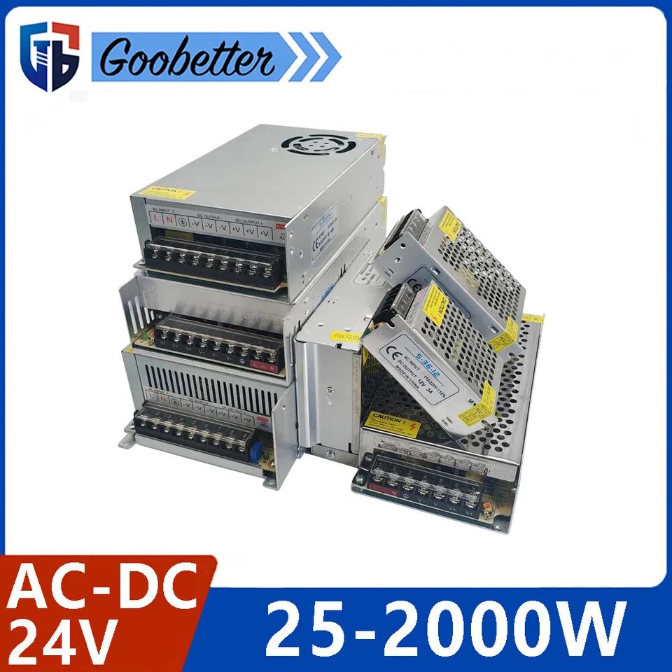 AC-DC 24V Regulated Switching Power Supply LED Transformer Strip Lights 25-2000W - Image 1 of 4