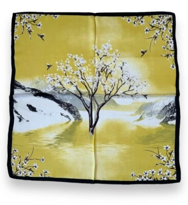 "Bufanda amarilla flor árbol cuadrado 27"" X 27"" marrón mujer elegante para ella" Foto 1 de 2