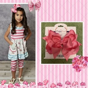 Girls NWT Adorable Sweetness Capri Pants Set Dress Top 2 Piece Set Free Bow 7 - Picture 1 of 4