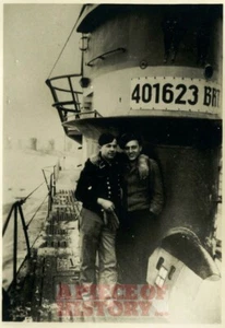 FOTO HISTÓRICA ALEMANA ORIGINAL SUBMARINO SUBMARINO U-48 CON EMBLEMA EN TORRE Y TRIPULACIÓN - Imagen 1 de 1