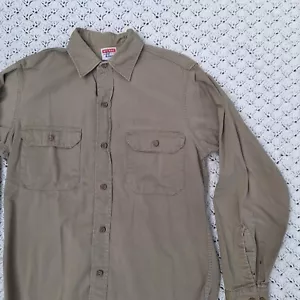 Vtg Big Mac Penneys Sanforized Vat Dyed Button Up Collared Tan Work Chore Shirt - Picture 1 of 12