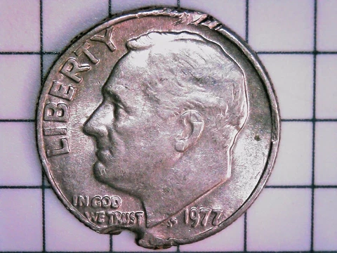 1977 Roosevelt Dime w/ Planchet Ragged Clip Fissure & Doubling Major Mint Error Cover