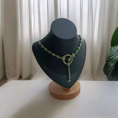 Kette filigran Strass Blumen Kreis grün Hochzeit Ausgehen Modeschmuck - Bild 1 von 4