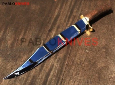 Cuchillo Bowie de caza de acero J2 forjado a mano de 17" mango de asta de ciervo Foto 1 de 2