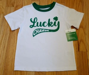 NEW St. Patrick's Day Girl's 4T Lucky Charm Short Sleeve T Shirt White Green - Picture 1 of 8
