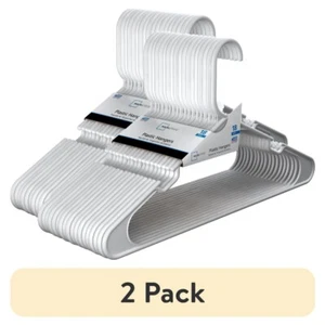 (2 pack) Clothing Hangers, 18 Pack, White, Durable Plastic for Adults & Teens - Picture 1 of 5