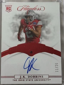 2020 Flawless Rookie Gem Signatures Jk Dobbins Ruby /20 - Picture 1 of 2