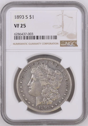 1893 S Morgan Silver Dollar NGC VF-25 Cover