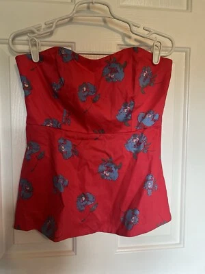 J. Crew Shirt Women's Size 10 Strapless Tube Top Blue Pink EUC - Imagem 1 de 3