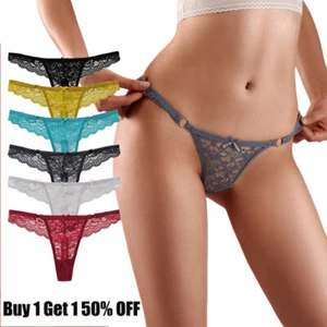Sexy Panties Thongs Low Rise Cheeky Brazilian Underwear Lingerie Lace Briefs USA - Picture 1 of 34