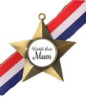 World?S Best Mum Award Personalised Antique Gold Star Medal & Ribbon