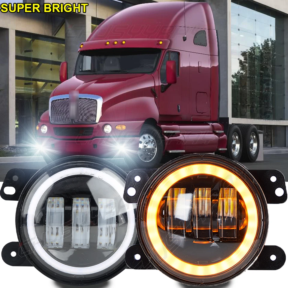 Luces antiniebla parachoques delantero redondo de 4 pulgadas para camioneta Kenworth T2000 1991-2011 Foto 1 de 4