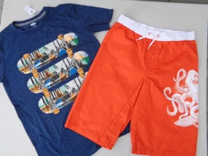NEW Swim Shorts Crazy 8 XL 14-16 Old Navy Shirt T-shirt Skateboard Octopus Skate - Picture 1 of 6