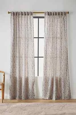 NUEVO en Paquete Panel Cortina Anthropologie Bellis 50 X 96 Floral Azul Semi Transparente Foto 1 de 4