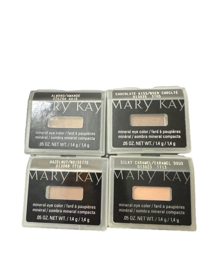 Lot of 4 Mary Kay Mineral Eye Color- Hazelnut, Chocolate Kiss, Almond, Silky Car - Image 1 of 1